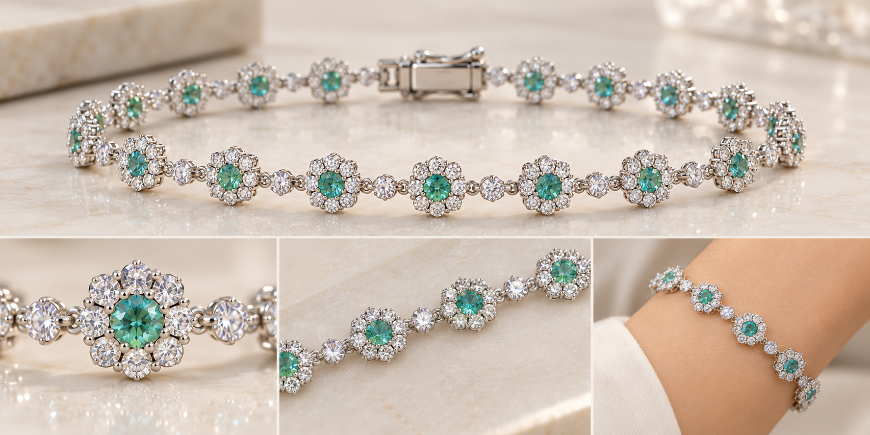 Tourmaline & Diamond Floral Cluster Bracelet delivered to client in Haute Joaillerie Collector